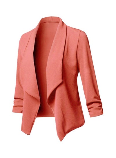 Buy Long Sleeves Solid Blazer Orange in Saudi Arabia