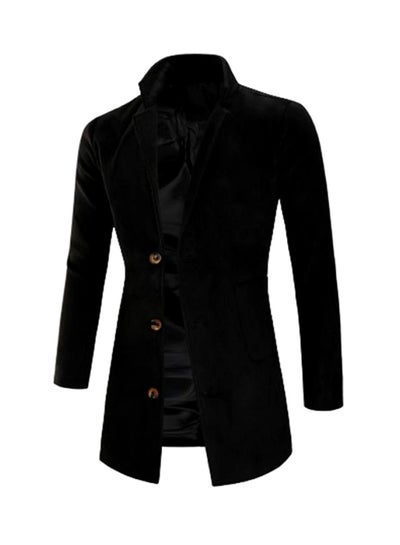 Buy Button Detailed Coat Black in Saudi Arabia