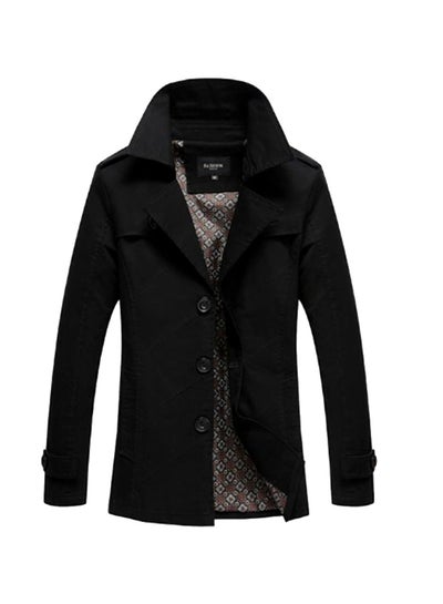 Buy Button Detailed Coat Black in UAE