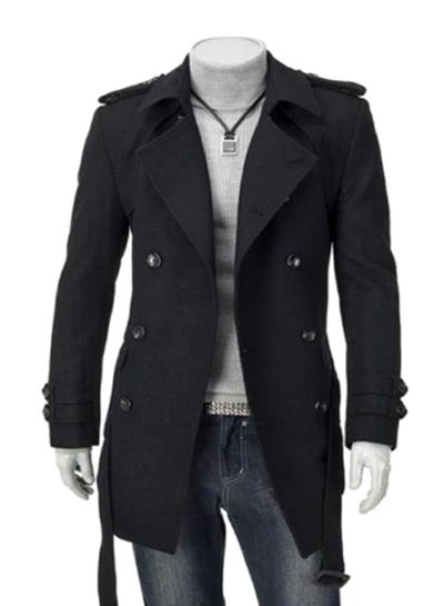 Buy Button Detailed Coat Black in UAE