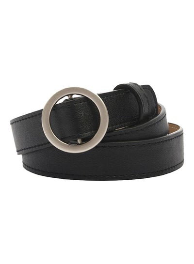 Buy Round Slide Buckle Belt Black/Silver in UAE