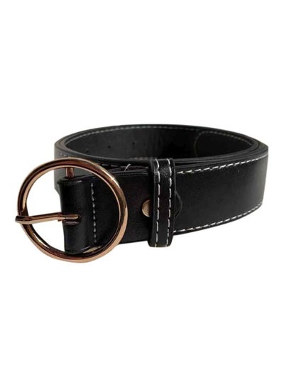 Buy Round Pin Buckle Belt Black/Gold in UAE