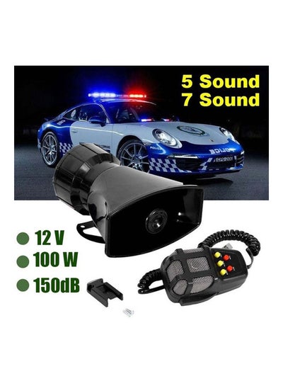 Buy 7-Sound Loud Car Warning Alarm Police Fire Siren Air Horn PA Speaker 12V 100W in UAE