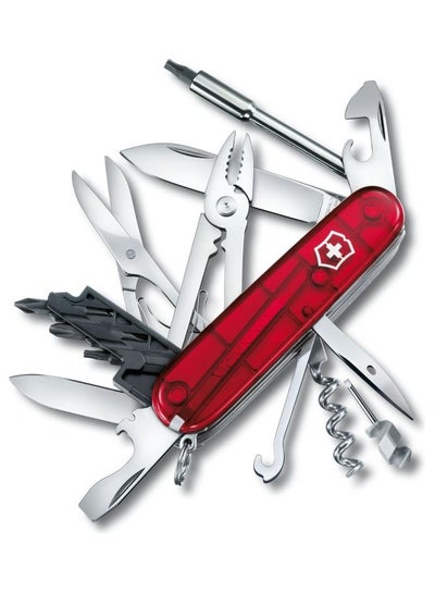 Buy Swiss Army Knife Cyber Tool Red Translucent With 32 Functions in UAE