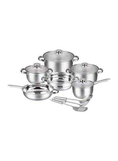 Buy 13 Piece Stainless Steel Cookware Set Silver in UAE