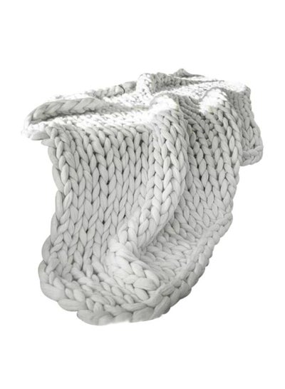 Buy Knitted Blanket Polyester White 60x60centimeter in Saudi Arabia