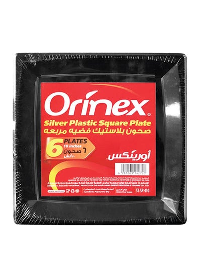 Buy 6-Piece Plastic Plate Black in Saudi Arabia