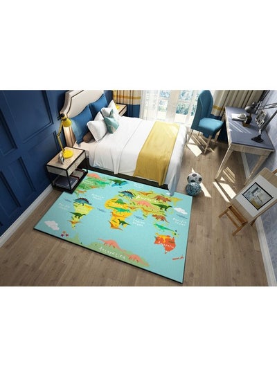 Buy World Map Rug Multicolour 150x200cm in UAE