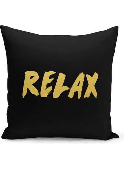 اشتري وسادة للزينة بطبعة كلمة "Relax" أسود/ذهبي 40x40سم في السعودية