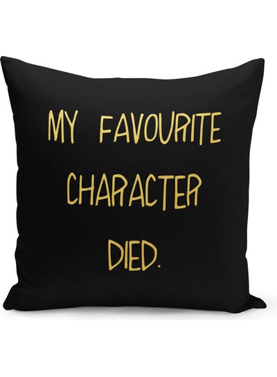 Buy Character Died Printed Decorative Pillow Black/Gold 40x40cm in Saudi Arabia