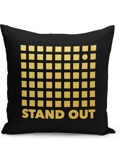 Buy Stand Out Quote Printed Decorative Pillow Black/Gold 40x40cm in Saudi Arabia