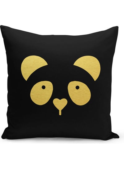 Buy Cute Panda Printed Decorative Pillow Black/Gold 40x40cm in Saudi Arabia