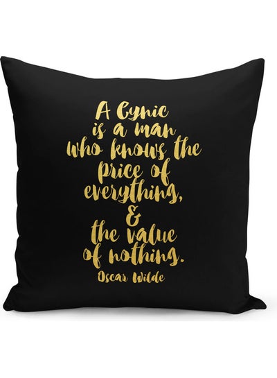 Buy Cynic Is A Man Quote Printed Decorative Pillow Black/Yellow 40 x 40cm in Saudi Arabia