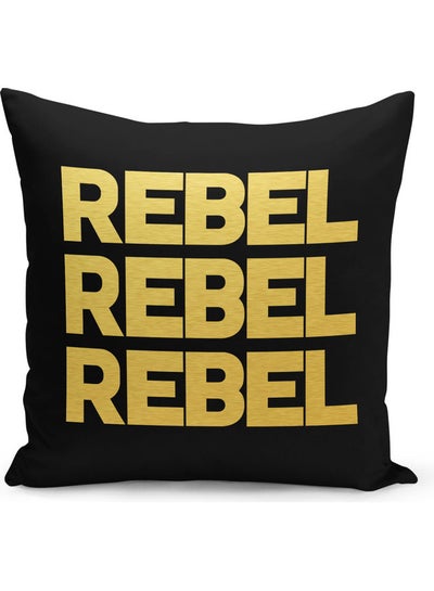 Buy Rebel Printed Decorative Pillow Black/Yellow 40 x 40cm in Saudi Arabia