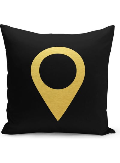 Buy Location Icon Printed Decorative Pillow Black/Yellow 40 x 40cm in Saudi Arabia