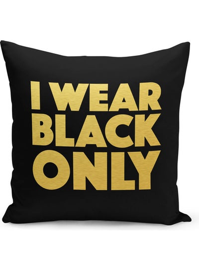 Buy I Wear Black Only Printed Pillow Black/Yellow 40 x 40cm in Saudi Arabia