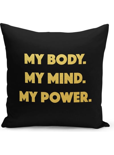 Buy My Body My Mind My Power Printed Decorative Throw Pillow Black/Yellow 40 x 40cm in Saudi Arabia