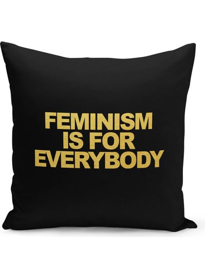 Buy Feminism Is For Everybody Printed Decorative Throw Pillow Black/Yellow 40 x 40cm in Saudi Arabia