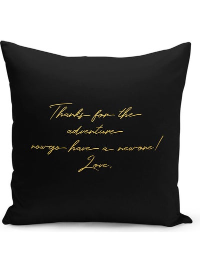 Buy Love Quote Printed Throw Pillow Black/Yellow 40 x 40cm in Saudi Arabia