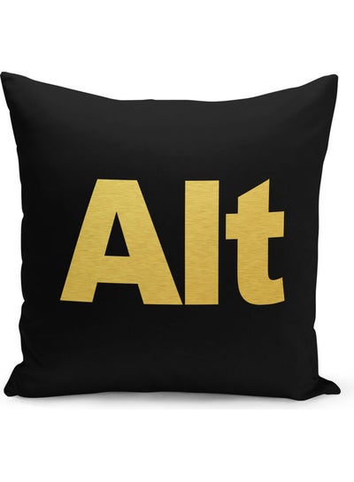 Buy Alt Button Gamers Room Printed Decorative Pillow Black/Gold 40x40cm in Saudi Arabia