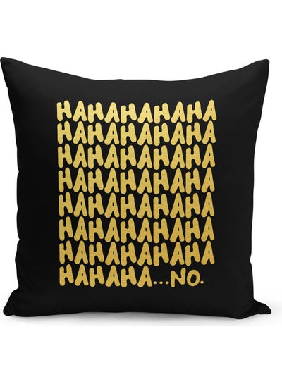 Buy Sarcastic No Printed Decorative Pillow Black/Gold 40x40cm in UAE