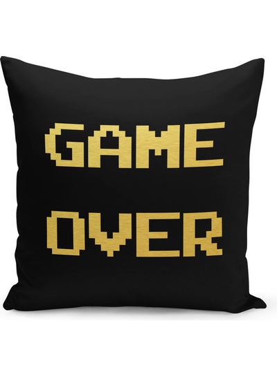 Buy Game Over Funny Comic Printed Decorative Pillow Black/Gold 40x40cm in Saudi Arabia