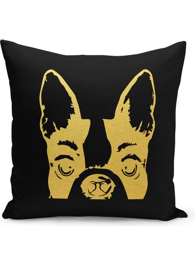 Buy Pet Dog Printed Decorative Pillow Black/Gold 40x40cm in Saudi Arabia