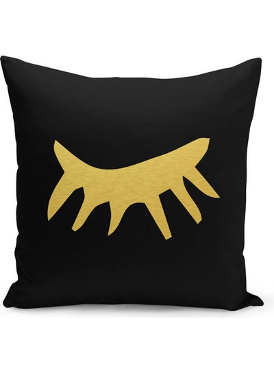 Buy Eye Lash Printed Decorative Pillow Black/Gold 40x40cm in Saudi Arabia