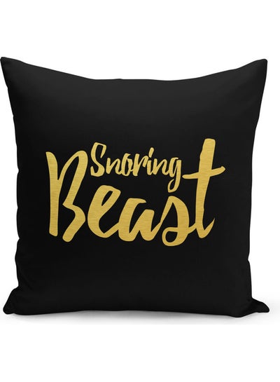 اشتري وسادة للزينة بطبعة عبارة "Snoring Beast" أسود/ذهبي 40x40سم في السعودية