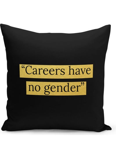 اشتري وسادة زينة بطبعة عبارة "Careers Have No Gender" أسود/ذهبي 40x40سم في السعودية