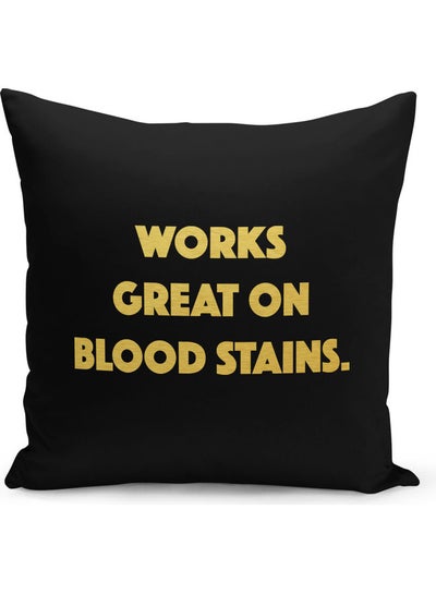 Buy Works Great On Blood Stains Printed Decorative Throw Pillow Black/Yellow 40 x 40cm in Saudi Arabia