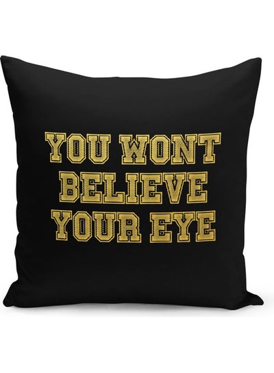 Buy You Wont Believe Your Eye Printed Throw Pillow Black/Yellow 40 x 40cm in UAE