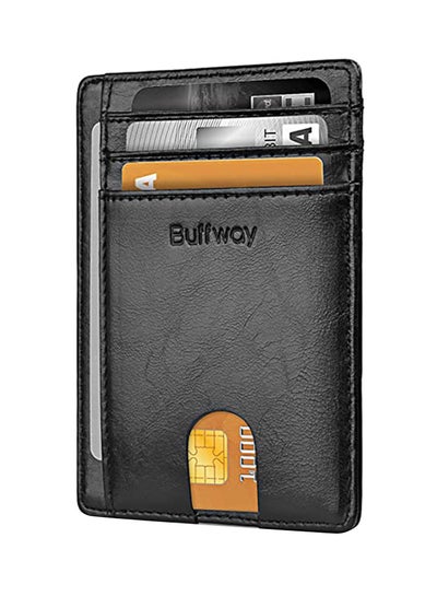 Buy Slim Minimalist Leather Wallet Black in UAE