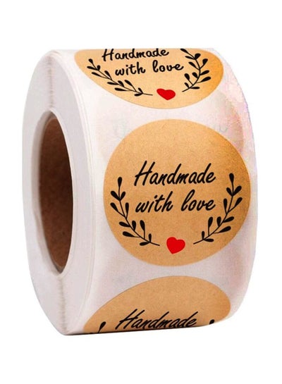 Buy 500-Piece Handmade With Love Printed Label Sticker Set Beige/Black/Red in UAE