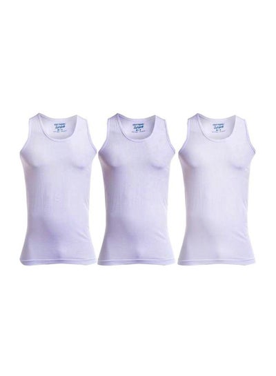 Buy 3-Piece Sleeveless Undershirt Set White in Egypt