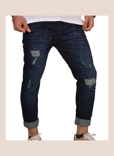 Buy Casual Cutted Denim Jeans Pant Jeans Blue in Egypt