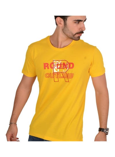اشتري Printed Comfortable Short Sleeve T-Shirt Yellow في مصر