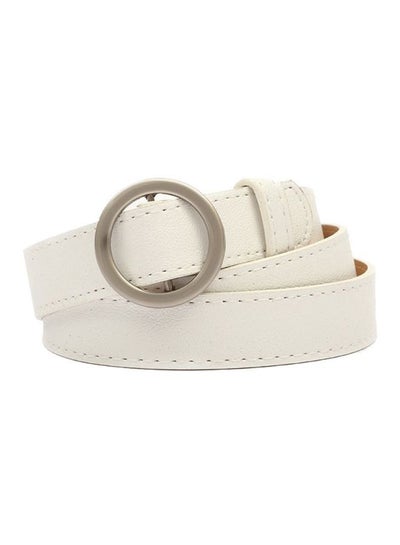 Buy Vintage O-Ring Buckle Belt White/Silver in Saudi Arabia