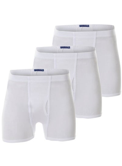 Buy 3-Piece Cotton Boxer Set White in Egypt