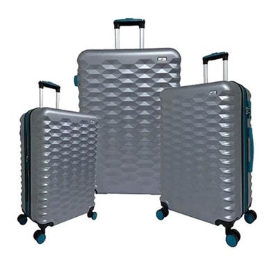 اشتري Honey Comb Set Of 3 Luggage Trolley Case grey في السعودية