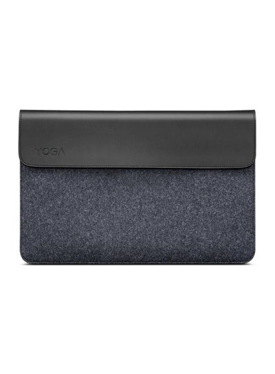 Buy Yoga Laptop Sleeve for 14-Inch Computer, Leather and Wool Felt, Magnetic Closure, Accessory Pocket Grey/Black in UAE