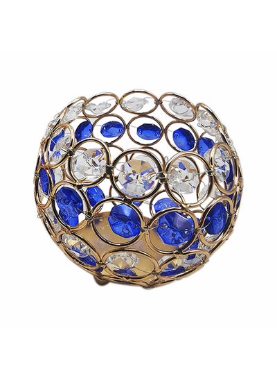 Buy Crystal Round Hanging Candle Holder Gold/Blue/Clear 9x7cm in UAE