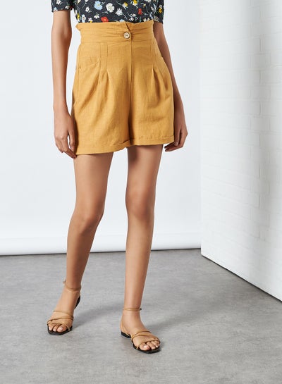 Buy High Waist Shorts Mustard in Saudi Arabia