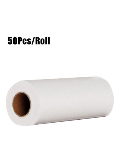 Buy 50Pcs/Roll Disposable Kitchen Cleaning Cloth Wiping Rags Dishcloth for Home/Office Use White 20*9*9cm in UAE