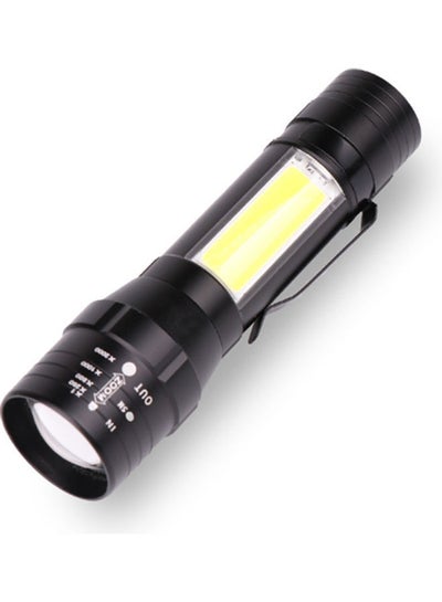 Buy USB Rechargeable Zoom Flashlight Black 12.2x3.1x2.5cm in UAE