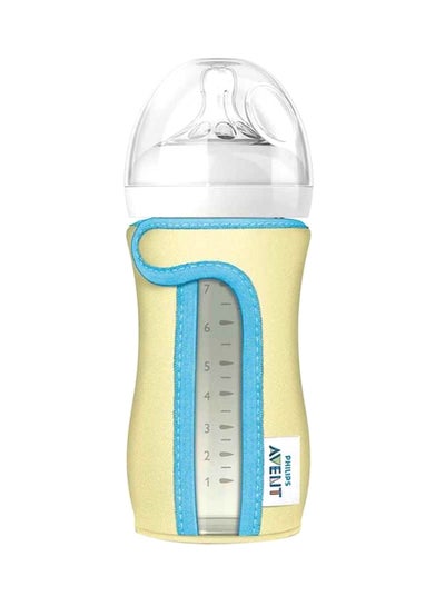 Buy Insulated Glass Bottle Sleeve, 240ml - Yellow/Blue in Egypt