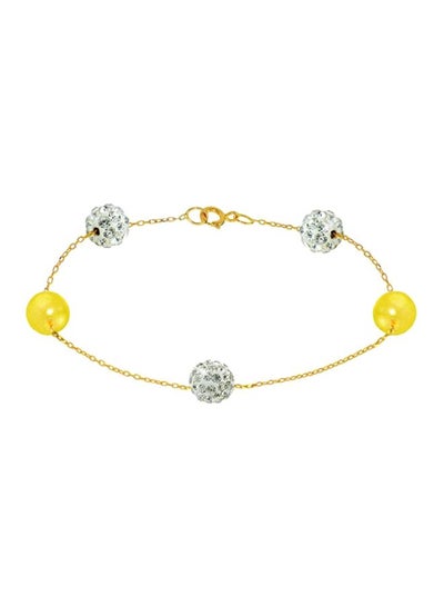 اشتري 18K Solid Gold Gradual Built-in Crystal Ball And Pearl Bracelet في الامارات