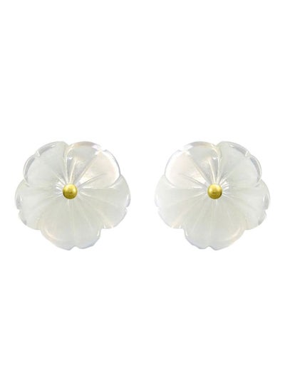 Buy 18K Gold Pearl Flower Shell Earrings in UAE