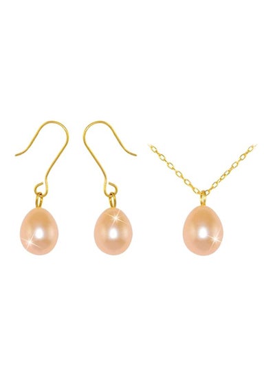 Buy 3-Piece 10 Karat Gold Pearl Jewellery Set in UAE