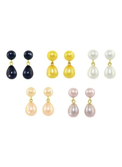 Buy Pair Of 5 18 Karat Gold Pearl Earrings in UAE